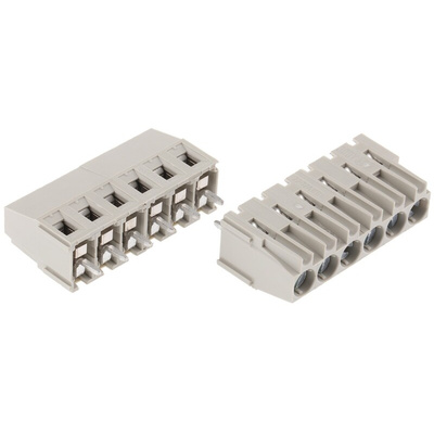 Wieland 8291 Series PCB Terminal Block, 6-Contact, 5.08mm Pitch, Through Hole Mount, 1-Row, Screw Termination