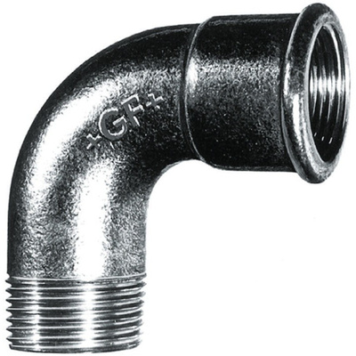 Georg Fischer Malleable Iron Fitting Short Elbow, 1/2 in BSPT Male (Connection 1), 1/2 in BSPP Female (Connection 2)