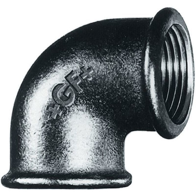 Georg Fischer Malleable Iron Fitting Elbow, 3/8 in BSPP Female (Connection 1), 3/8 in BSPP Female (Connection 2)
