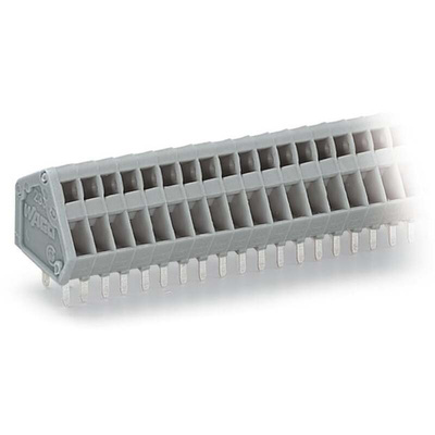 Wago 233 Series PCB Terminal Block, 36-Contact, 2.5mm Pitch, PCB Mount, 1-Row, PCB Contacts Termination
