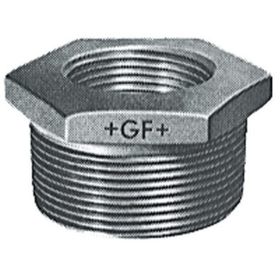 Georg Fischer Malleable Iron Fitting Reducer Bush, 1-1/2 in BSPT Male (Connection 1), 1 in BSPP Female (Connection 2)