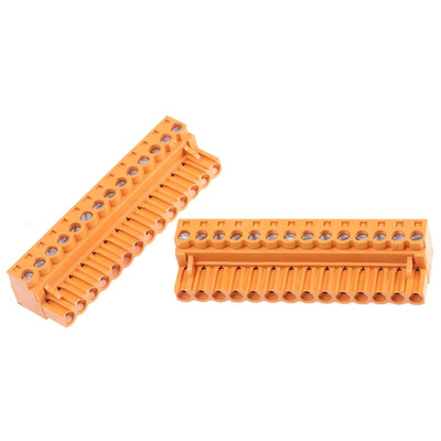 Weidmuller BL 5.08 Series Pluggable Terminal Block, 14-Contact, 5.08mm Pitch, Cable Mount, 1-Row, Screw Termination