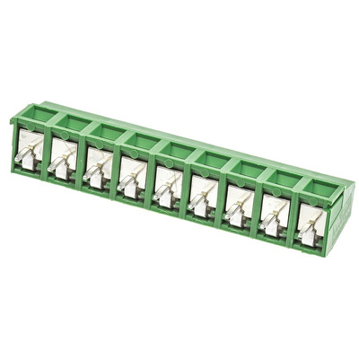 TE Connectivity Buchanan Series PCB Terminal Block, 9-Contact, 5mm Pitch, Through Hole Mount, 1-Row, Screw Termination