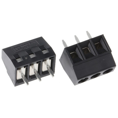 Phoenix Contact MKDS 1/3-3.5 HT BK Series PCB Terminal Block, 3.5mm Pitch, Through Hole Mount, Solder Termination