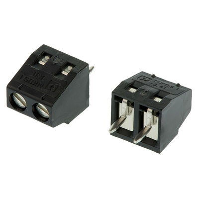 Phoenix Contact MKDS 1/ 2-3.81 HT BK Series PCB Terminal Block, 2-Contact, 3.81mm Pitch, Through Hole Mount, 1-Row,