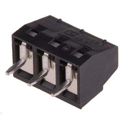 Phoenix Contact MKDS 1/3-3.81 HT BK Series PCB Terminal Block, 3.81mm Pitch, Through Hole Mount, Solder Termination