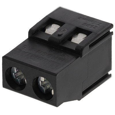 Phoenix Contact MKDSN 2.5/ 2-5.08 HT BK Series PCB Terminal Block, 2-Contact, 5.08mm Pitch, Through Hole Mount, 1-Row,