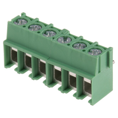 Phoenix Contact PT 2.5/ 6-5.0-V Series PCB Terminal Block, 5mm Pitch, Through Hole Mount, 1-Row, Screw Termination
