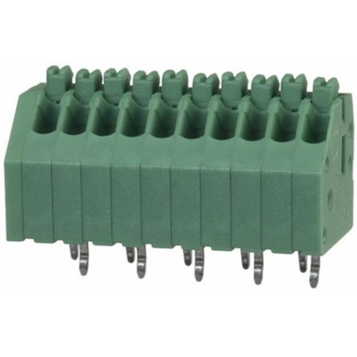 Phoenix Contact PTSA 0.5/10-2.5-Z Series PCB Terminal Block, 2.5mm Pitch, Through Hole Mount, 1-Row, Solder Termination