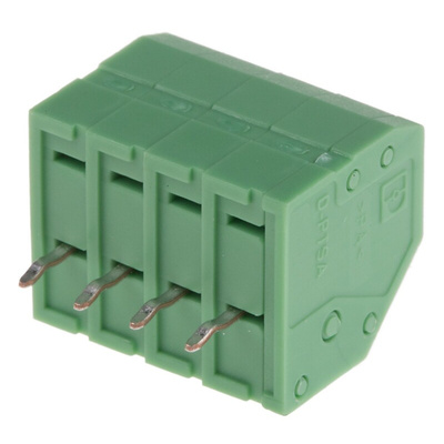 Phoenix Contact PTSA 1.5/ 4-3.5-F Series PCB Terminal Block, 3.5mm Pitch, Through Hole Mount, 1-Row, Solder Termination