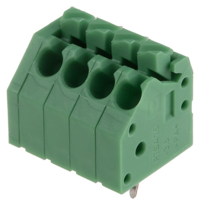 Phoenix Contact PTSA 1.5/ 4-3.5-Z Series PCB Terminal Block, 3.5mm Pitch, Through Hole Mount, Solder Termination
