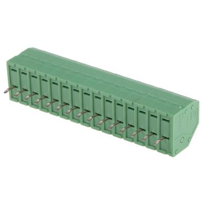 Phoenix Contact PTSA 1.5/15-3.5-F Series PCB Terminal Block, 3.5mm Pitch, Through Hole Mount, 1-Row, Solder Termination