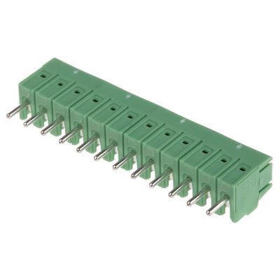 Phoenix Contact PT 1.5/12-3.5-H Series PCB Terminal Block, 3.5mm Pitch, Through Hole Mount, 1-Row, Screw Termination