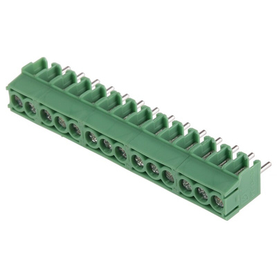 Phoenix Contact COMBICON PT Series PCB Terminal Block, 3.5mm Pitch, Through Hole Mount, 1-Row, Solder Termination