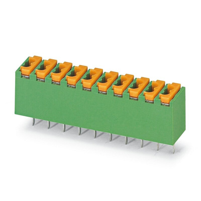 Phoenix Contact FK-MPT 0.5/4-3.5 Series PCB Terminal Block, 4-Contact, 3.5mm Pitch, Through Hole Mount, 1-Row, Spring