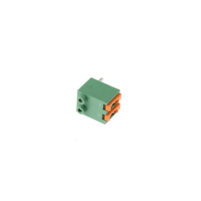 Phoenix Contact FK-MPT 0.5/2-3.5-H Series PCB Terminal Block, 2-Contact, 3.5mm Pitch, Through Hole Mount, 1-Row, Spring