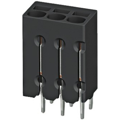 Phoenix Contact PTSM 0.5/ 3-2.5-V THR R44 Series PCB Terminal Block, 3-Contact, 2.5mm Pitch, Through Hole Mount, 1-Row,
