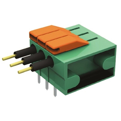 Amphenol Communications Solutions 20020303 Series PCB Terminal Block, 3-Contact, 5mm Pitch, Through Hole Mount, 1-Row,