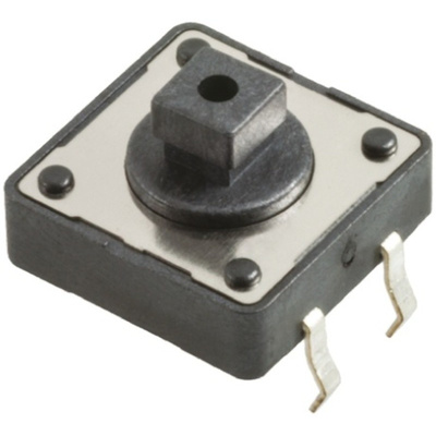 Black Button Tactile Switch, Single Pole Single Throw (SPST) 50 mA @ 12 V dc 3.8mm Through Hole