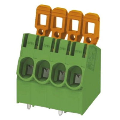 Phoenix Contact PLA 5/2-7.5-ZF Series PCB Terminal Block, 2-Contact, 7.5mm Pitch, Through Hole Mount, 1-Row, Spring