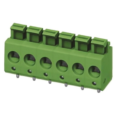 Phoenix Contact PTS 1.5/6-5.0-H Series PCB Terminal Block, 6-Contact, 5mm Pitch, Through Hole Mount, 1-Row, Spring Cage