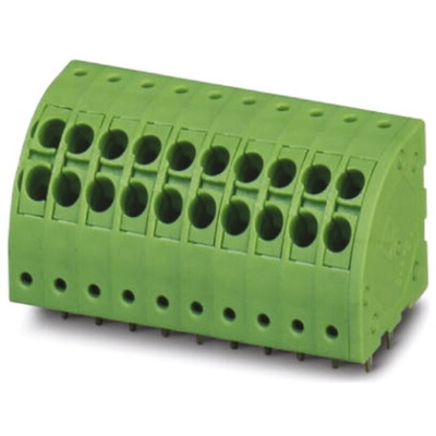 Phoenix Contact PTDA 1.5/ 7-3.5 Series PCB Terminal Block, 7-Contact, 3.5mm Pitch, Through Hole Mount, 1-Row, Spring