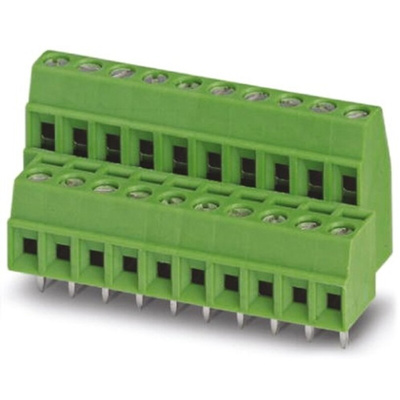 Phoenix Contact MKKDS 1/10-3.81 Series PCB Terminal Block, 10-Contact, 3.81mm Pitch, Through Hole Mount, 2-Row, Screw