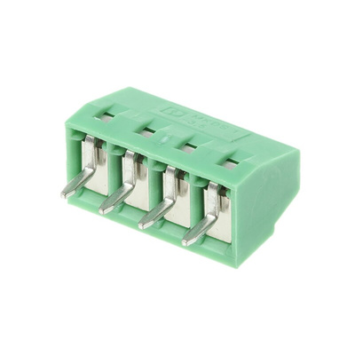 Phoenix Contact MKDS 1/ 4-3.5 Series PCB Terminal Block, 4-Contact, 3.5mm Pitch, Through Hole Mount, 1-Row, Screw