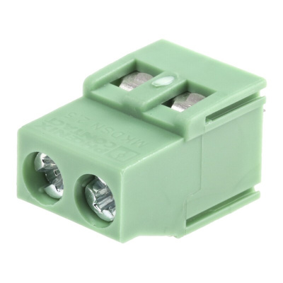 Phoenix Contact MKDSN 2.5/2 Series PCB Terminal Block, 2-Contact, 5mm Pitch, Through Hole Mount, 1-Row, Screw