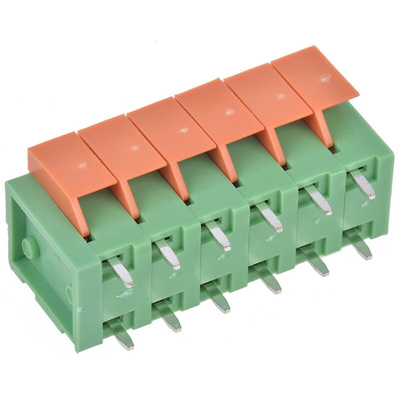 TE Connectivity Buchanan Series PCB Terminal Block, 6-Contact, 5.08mm Pitch, Through Hole Mount, 1-Row, Spring Cage