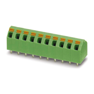 Phoenix Contact SPTA 1.5/ 7-5.08 Series PCB Terminal Block, 7-Contact, 5.08mm Pitch, Through Hole Mount, Spring Cage