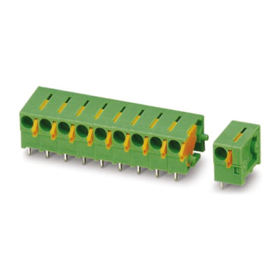 Phoenix Contact FFKDSA1/H2-5.08- 2 Series PCB Terminal Block, 2-Contact, 5.08mm Pitch, Through Hole Mount, Spring Cage