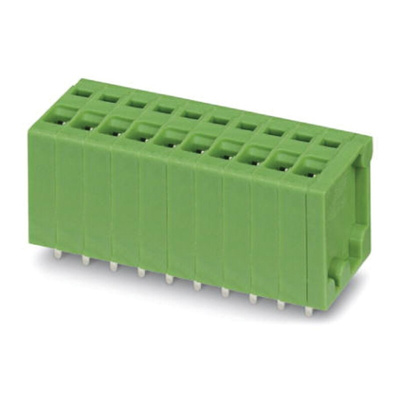Phoenix Contact ZFKDSA 1-V-3.81-10 Series PCB Terminal Block, 10-Contact, 3.81mm Pitch, Through Hole Mount, Spring Cage