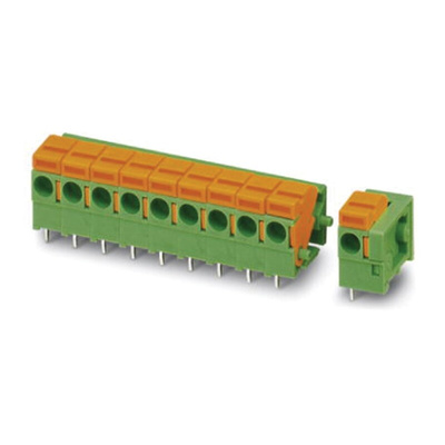 Phoenix Contact FFKDSA1/H1-5.08-12 Series PCB Terminal Block, 12-Contact, 5.08mm Pitch, Through Hole Mount, Spring Cage