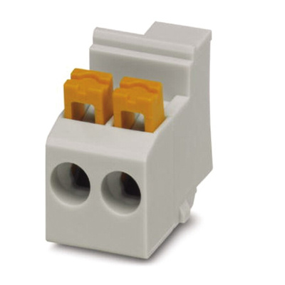 Phoenix Contact FKDSO 2.5/ 2-L KMGY Series PCB Terminal Block, 2-Contact, 5mm Pitch, Through Hole Mount, Spring Cage