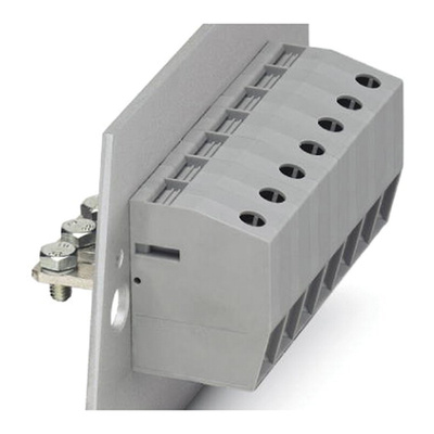 Phoenix Contact HDFK 25-VP GNYE Series Feed Through Terminal Block, 2-Contact, 1-Row, Screw Termination