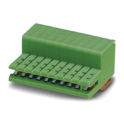 Phoenix Contact ZEC 1.0/10-ST-3.5 C1 R1.10 Series PCB Terminal Block, 10-Contact, 3.5mm Pitch, Spring Cage Termination