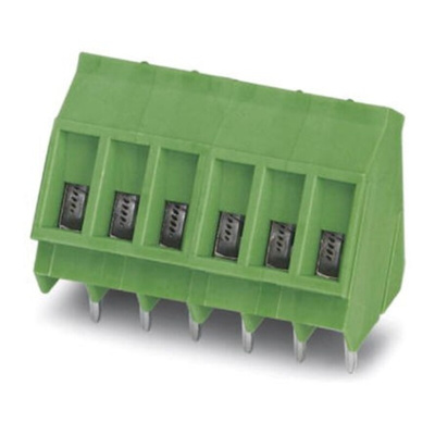 Phoenix Contact MK4DS 1.5/ 3-5.08-A GNYE Series PCB Terminal Block, 3-Contact, 5.08mm Pitch, Through Hole Mount, Screw