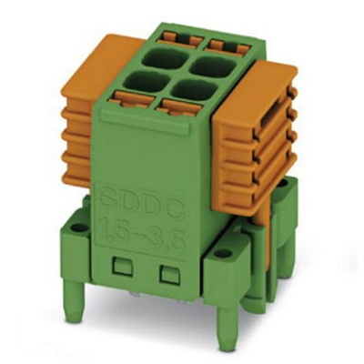 Phoenix Contact SDDC 1.5/ 2-PV-3.5 Series PCB Terminal Block, 2-Contact, 3.5mm Pitch, Through Hole Mount, 2-Row, Screw
