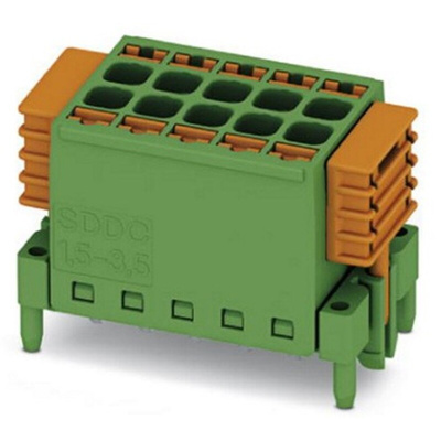 Phoenix Contact SDDC 1.5/ 5-PV-3.5 Series PCB Terminal Block, 5-Contact, 3.5mm Pitch, Through Hole Mount, 2-Row, Screw