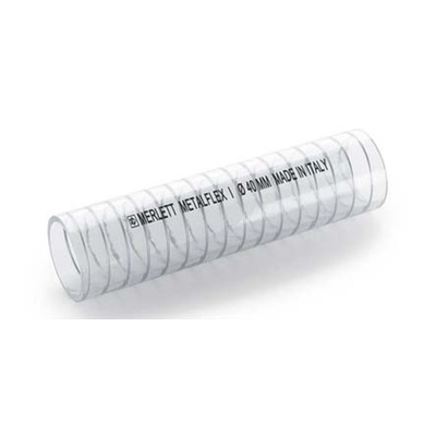 Merlett Plastics PVC Flexible Tube, Clear, 21.5mm External Diameter, 10m Long, 40mm Bend Radius, Industrial Liquids