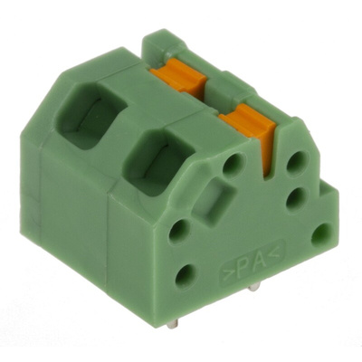 Phoenix Contact SPTAF 1/ 2-5.0-IL Series PCB Terminal Block, 2-Contact, 5mm Pitch, Through Hole Mount, 1-Row, Screw