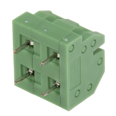 Phoenix Contact SPTAF 1/ 2-5.0-IL Series PCB Terminal Block, 2-Contact, 5mm Pitch, Through Hole Mount, 1-Row, Screw