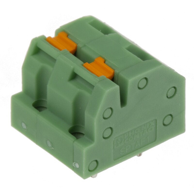 Phoenix Contact SPTAF 1/ 2-5.0-IL Series PCB Terminal Block, 2-Contact, 5mm Pitch, Through Hole Mount, 1-Row, Screw