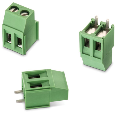 Wurth Elektronik 2527 Series PCB Terminal Block, 2-Contact, 5mm Pitch, PCB Mount, 1-Row, Solder Termination