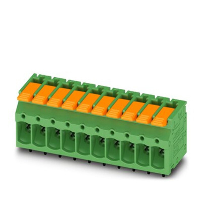 Phoenix Contact PCB Terminal Block, 3-Contact, 5mm Pitch, Through Hole Mount, 1-Row
