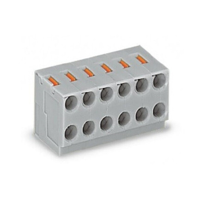 Wago PCB Terminal Block, 6-Contact, 3.5mm Pitch, PCB Mount, 1-Row