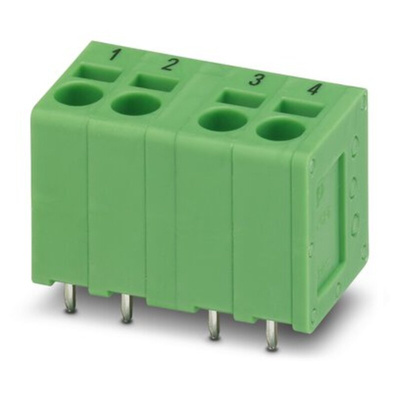 Phoenix Contact 5/ 4-V-EX PROFINET 1, SPT 2 Series PCB Terminal Block, 4-Contact, 5mm Pitch, PCB Mount, 1-Row, PCB