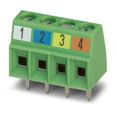 Phoenix Contact 5 PROFINET 2, MKDS 1/ 4-3 Series PCB Terminal Block, 4-Contact, 3.5mm Pitch, PCB Mount, 1-Row, PCB