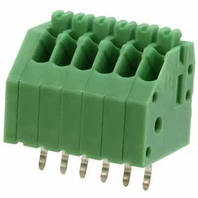Phoenix Contact PTSA 0.5/ 6-2.5-F Series PCB Terminal Block, 2.5mm Pitch, Through Hole Mount, 1-Row, Solder Termination